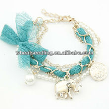 Wholesale Summer Bowknot Lace Handmade italy lace bracelet With Charms12013012